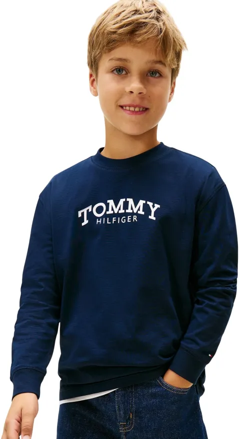 Tommy Hilfiger Boys Monotype Print T-Shirt LS KB0KB10052 Blue (Dark Night Navy) 12 Month