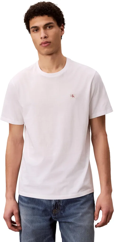 Calvin Klein Uomo T-Shirt Maniche Corte Confezione da 2 Badge in Cotone, Multicolore