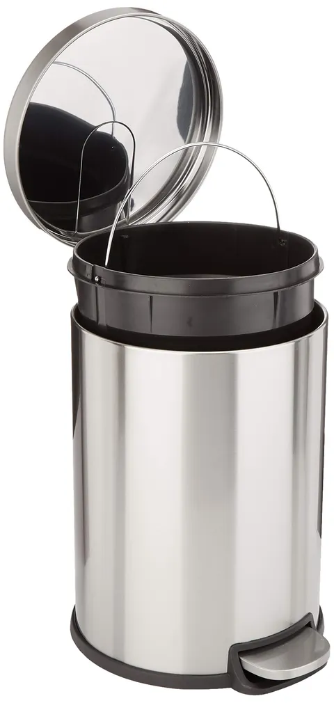 Amazon Basics Pattumiera Rotondo con chiusura silenziosa, 5.3 Gallon, 20 l, Acciaio