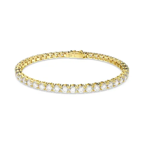 Swarovski Braccialetto Matrix Tennis, Taglio Round, Bianco, Placcato color oro