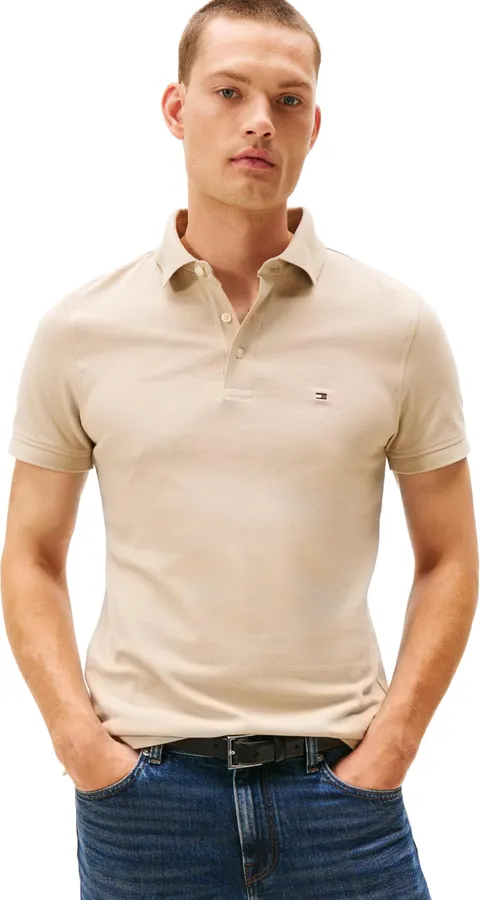 Tommy Hilfiger Uomo Maglietta Polo Maniche Corte 1985 Slim Fit, Beige (Sandalwood), XXL