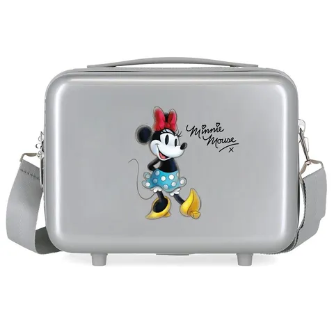 Borsa da toilette Disney 100 Minnie Joyful Adattabile Grigio 29x21x15 cm ABS rigido 9.14L
