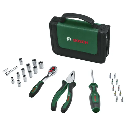 Bosch Set di utensili manuali da 26 pz. (kit compatto e portatile per progetti fai-da-te;