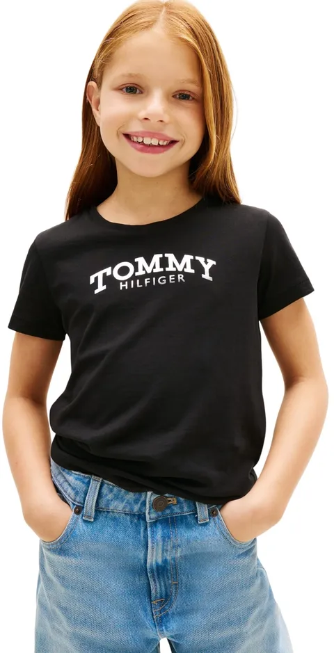 Tommy Hilfiger Tommy Foil Tee SS KG0KG08974 S/S T-Shirt, Nero (Nero), 5 Anni, Nero (Nero), 5 Anni