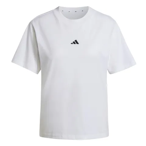 adidas Donna Essentials Small Logo Cotton Shirt, White/Black, S