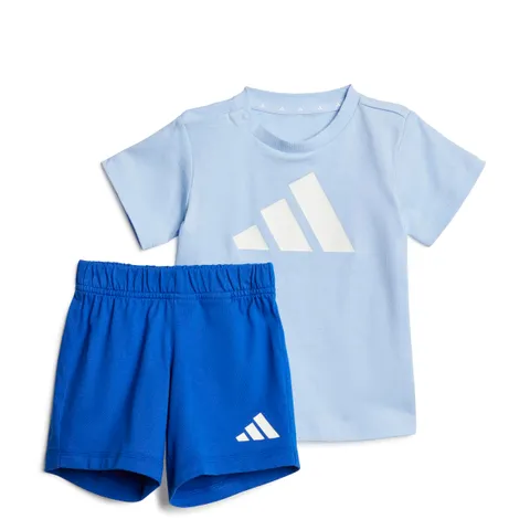 adidas Unisex - Bimbi 0-24 Essentials Big Logo Set Track Suit, glow blue/white, 9-12
