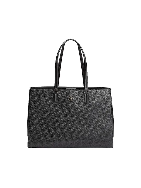 Tommy Hilfiger Donna Borsa Tote Bag Daily con Monogramma in Rilievo, Nero (Black), Taglia