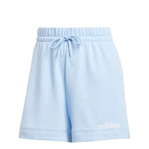 adidas Donna Essentials Linear French Terry Shorts, Glow Blue/White, L