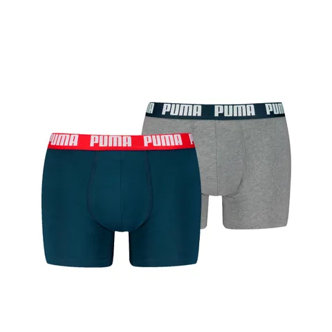 PUMA Everyday Basic Boxer 2p, Biancheria Intima Uomo, Navy/Grey Melange - New, S