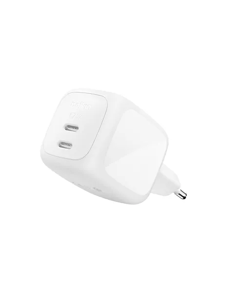 Belkin SmartProtect Caricatore USB C a 2 Porte 67W, Doppio Caricabatteria GaN con 2 Porte