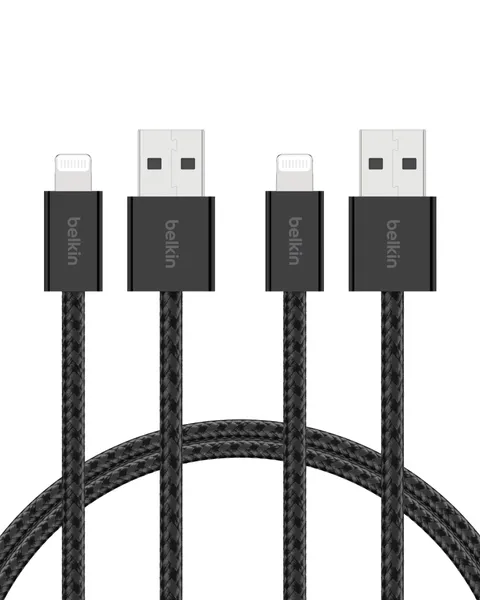 Belkin Confezione da 2 cavi intrecciati USB-A con connettore Lightning da 1,5 m, cavo