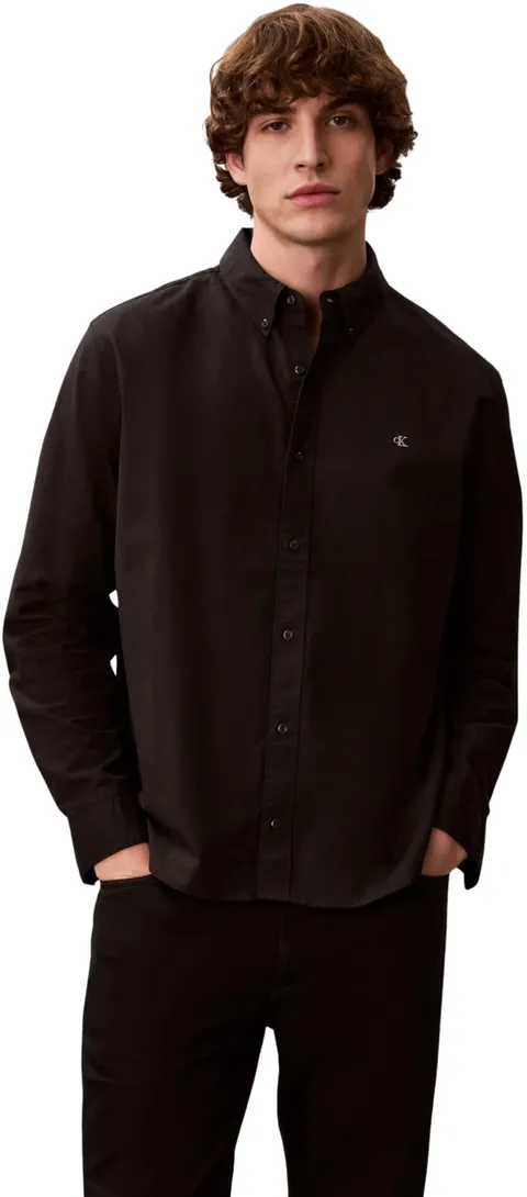 Calvin Klein Uomo Camicia Solid Oxford Classic Shirt Camicia Casual, Nero (Black), XS