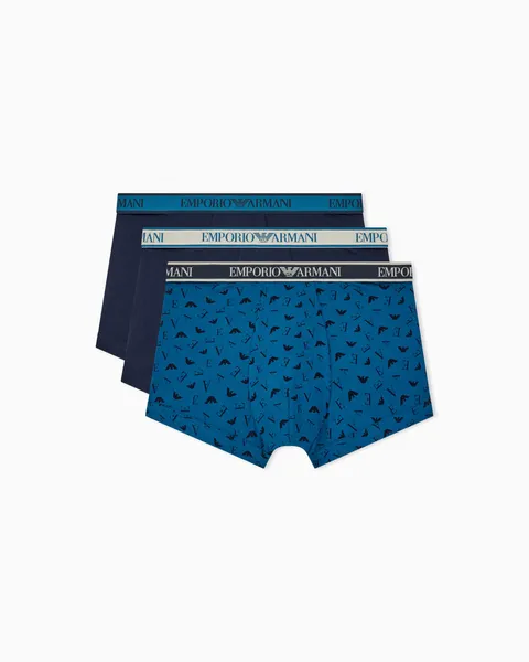 Emporio Armani Men's Core Logoband 3-Pack Trunk Blue S