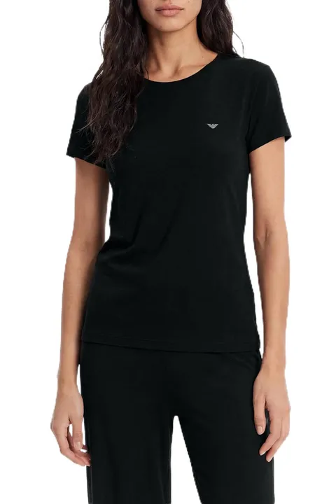 Emporio Armani T-Shirt Girocollo da Donna Essential Studs Nero M