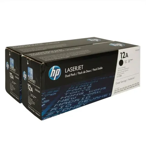 HP 12A Q2612AD, Multipack da 2 Cartucce Toner Originali da 2000 Pagine, Compatibile con le Stampanti LaserJet 1010, 1012, 3015, 3020, 3030, 1020, 1022NW, 3050, M1005 MFP, M1319 MFP, 108se, Nero