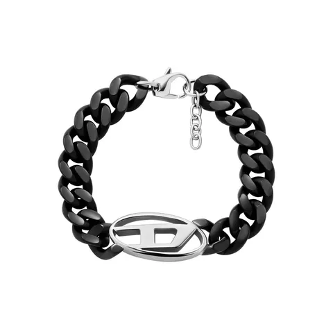 Diesel Bracciale da uomo in acciaio inossidabile bicolore con chiusura a moschettone
