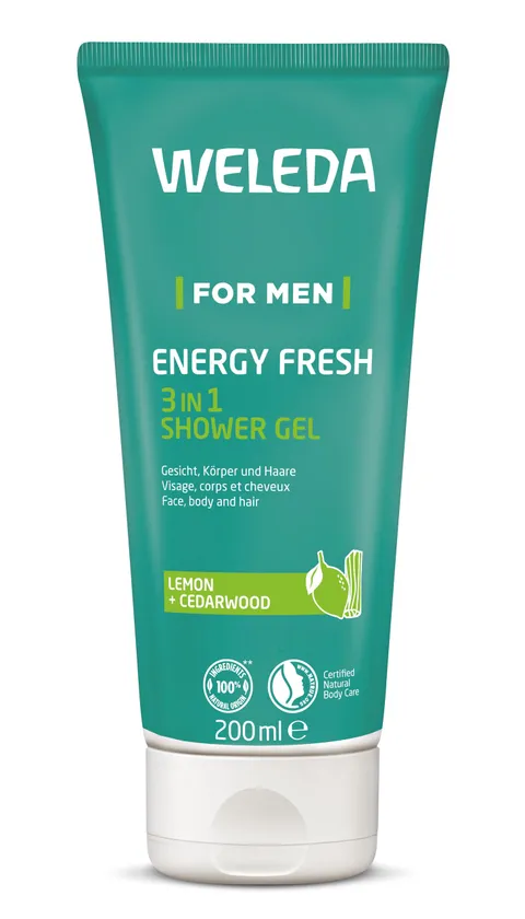 Weleda For Men Gel Doccia 3in1 Energy Fresh, Cosmetico naturale per la cura di viso