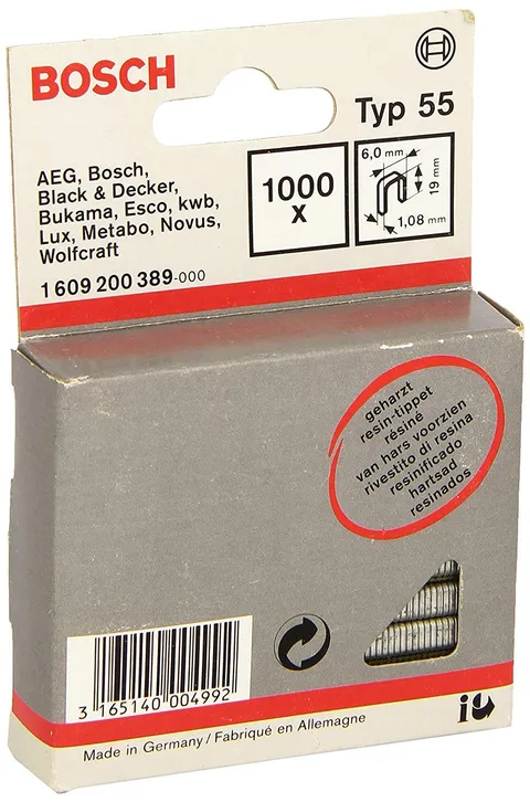 Grapa resina 55: 6,0x 1,08x19mm:1.000uds