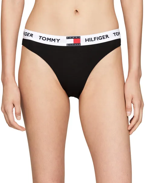 Tommy Hilfiger Donna Slip Taglio Bikini Classic con Fascia con Logo, Nero (Black), L