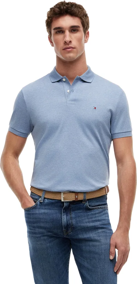 Tommy Hilfiger Uomo Maglietta Polo Maniche Corte Liquid Cotton con Chiusura con Bottoni