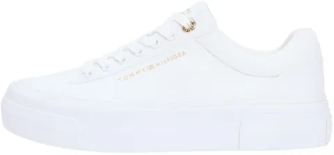 Tommy Hilfiger Donna TH Foxing Platform Canvas FW0FW09480 Basso Top, Bianco (Bianco), 38