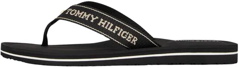 Tommy Hilfiger Donna Infradito Sporty Mid Wedge Summer Sandal con Logo, Nero (Black), 36