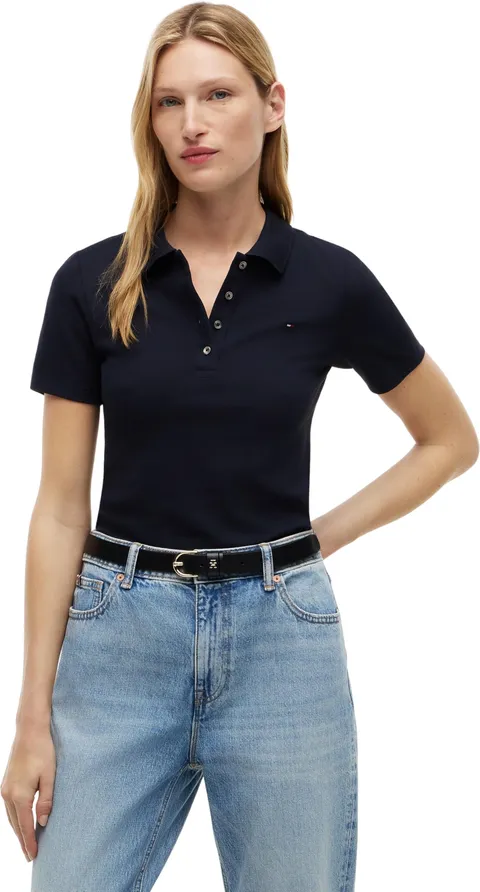 Tommy Hilfiger Donna Maglietta Polo Maniche Corte 1985 Polo Slim Fit, Blu (Desert Sky), 3XL