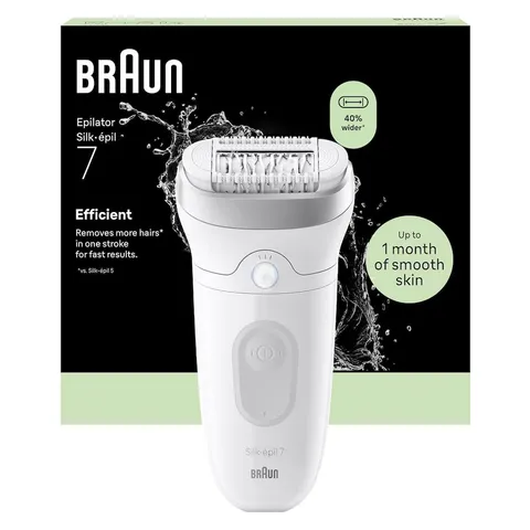 Braun Silk·épil 7, epilatore a testa larga per rimuovere facilmente i capelli, bagnato e
