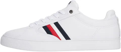Tommy Hilfiger Uomo Sneakers con Suola Preformata Icon Court Stripes in Pelle, Bianco (White), 46