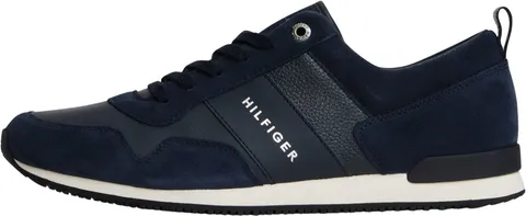 Tommy Hilfiger Uomo Sneakers Running Iconic Leather Suede Mix Runner Scarpe Sportive, Blu (Midnight), 47