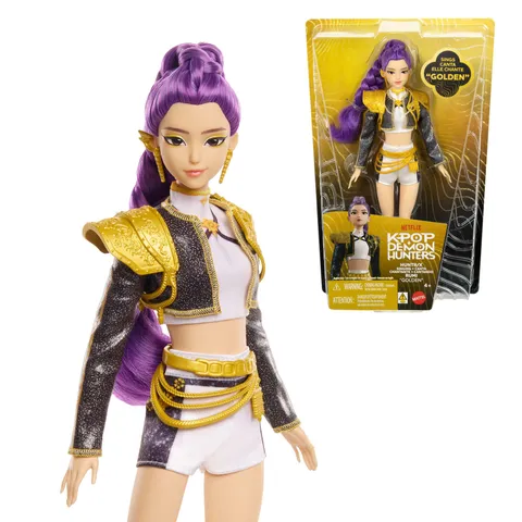 Mattel KPop Demon Hunters - Rumi di Huntr/X, bambola che canta "Golden" e indossa