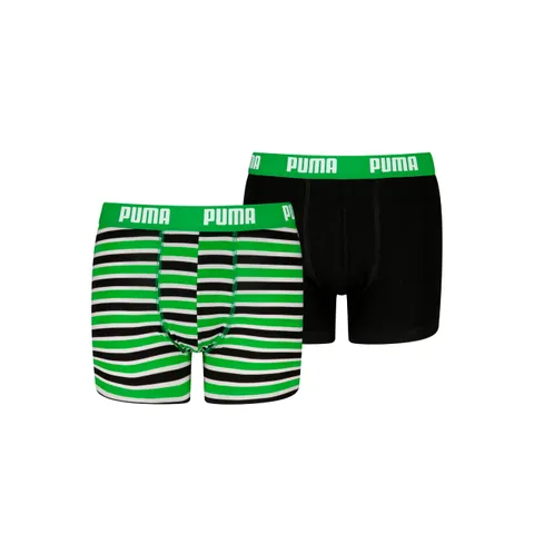 PUMA Everyday Striped Boxers 2P, Biancheria Intima, Bambini e Ragazzi, Green/Black - New