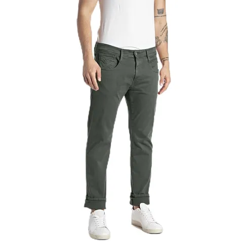 Replay Jeans da Uomo Slim Fit Anbass Hyperflex Colour Xlite, 030 Military Green, 36W x 32L