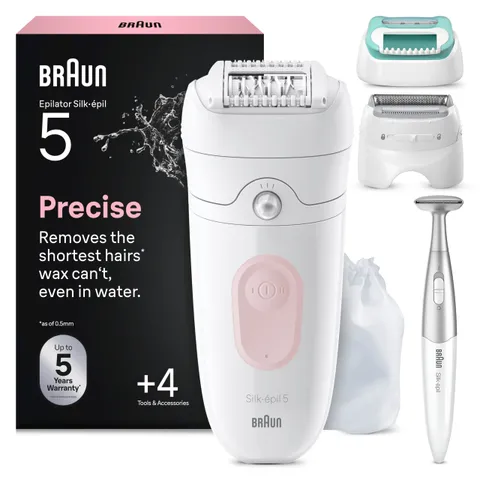 Braun Silk Epil 5 Epilatore Elettrico Donna, Wet&Dry, Rimozione Facile Peli, Pelle