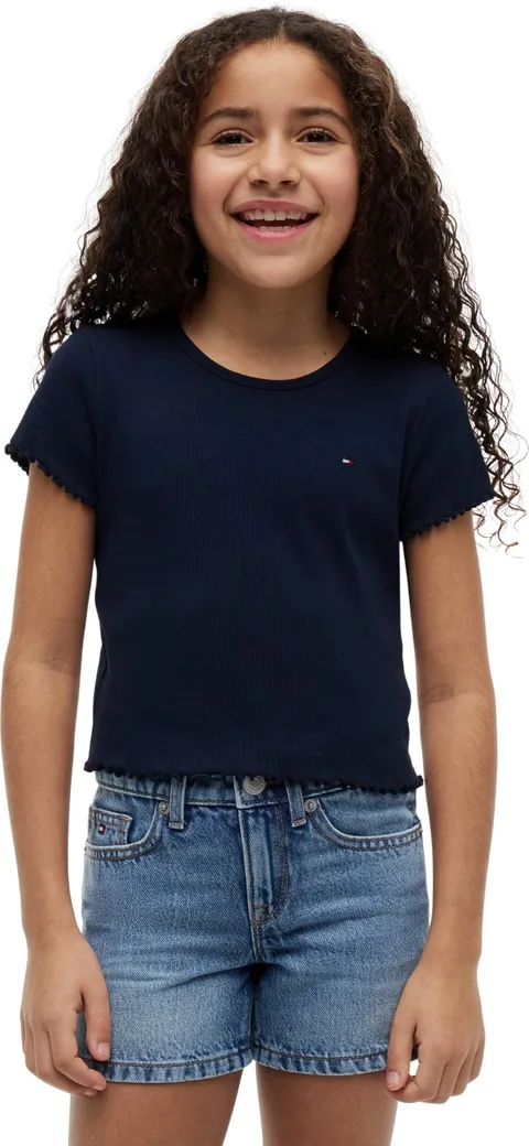 Tommy Hilfiger Essential Rib Top SS KG0KG08590 Altre Maglie, Blu (Dark Night Navy), 2 Anni