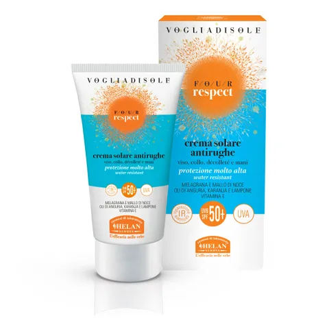 Helan, Fotoprotettore Viso per Uso Quotidiano Waterproof, Crema Solare 50+ Antirughe