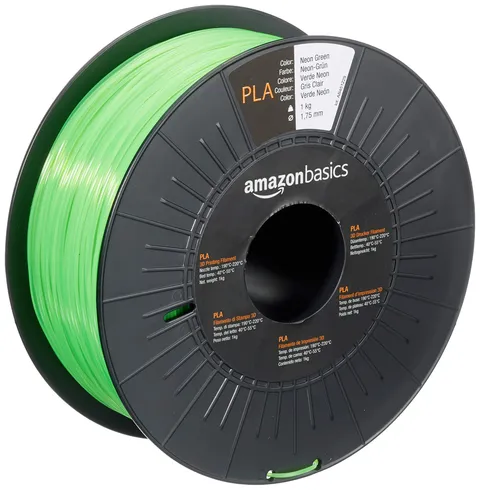 Amazon Basics Filamento per stampanti 3D, in polilattato (PLA), 1.75 mm, verde neon, 1 kg