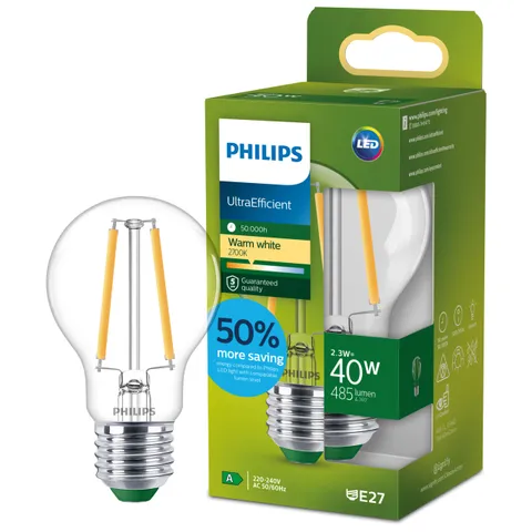 Philips LED Goccia Filamento E27 40W Bianco Caldo