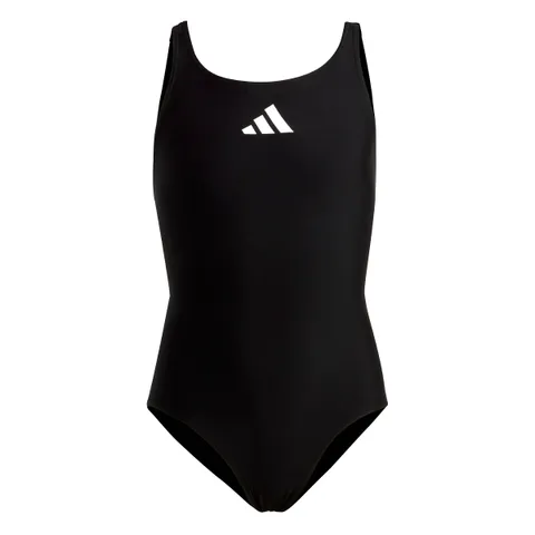 adidas Solid Small Logo Swimsuit, Costume da Bagno Bambine e Ragazze, Black/White, 18-24
