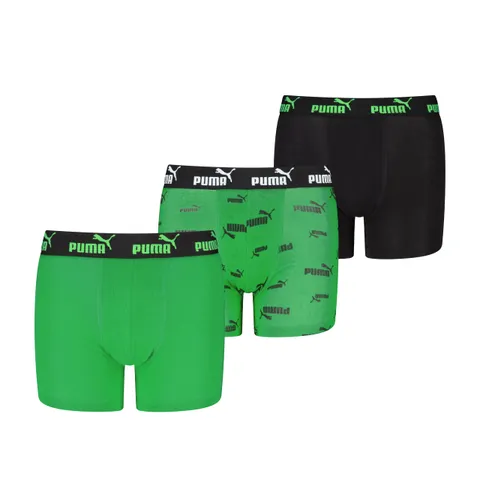 PUMA Boy's Elements Boxer, Black/Green, 122/128 (3er Pack)
