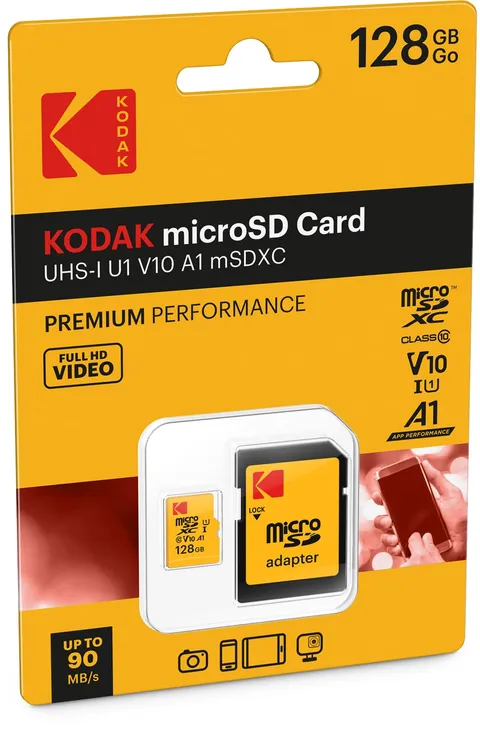 Kodak EKMSDM128GXC10K Premium - Scheda di memoria microSDXC da 128 GB, ad alta velocità