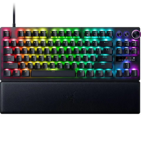 Razer Huntsman V3 Pro TKL - PC Tastiera ottica analogica tenkeyless per esport (Modalità Attivazione Rapida, Metodo di pulsazione/Snap Tap, Quadrante digitale multi-funzione) US-Layout | Nero