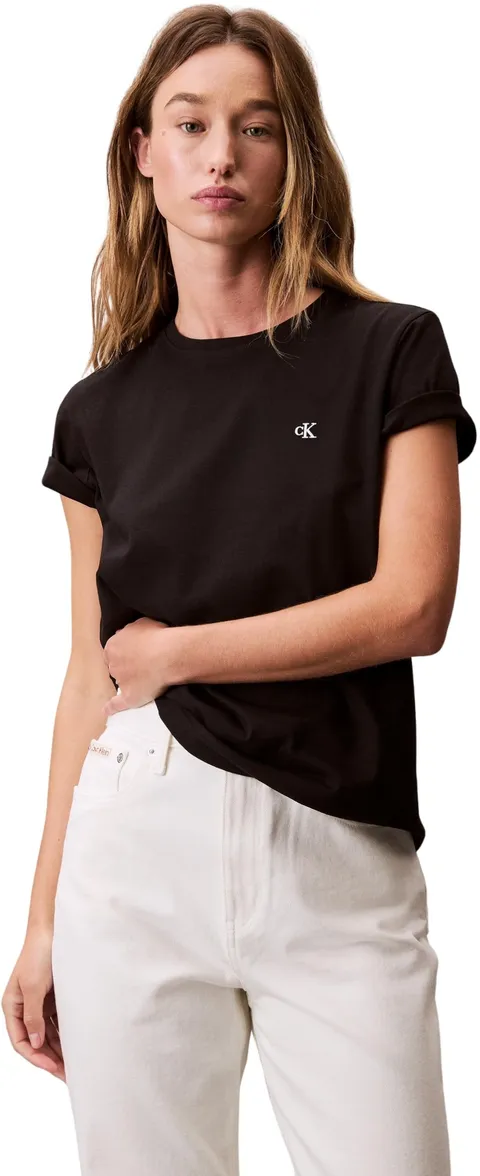 Calvin Klein Donna T-Shirt Maniche Corte Archive Jersey Tee con Scollo Rotondo, Nero