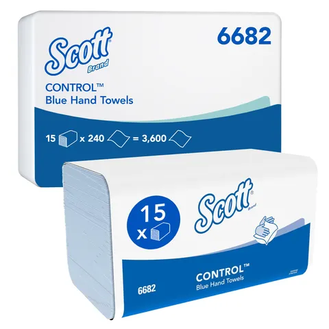 Scott Control 6682, Asciugamani Intercalati, Salviette di Carta Azzurre, 15 Confezioni x