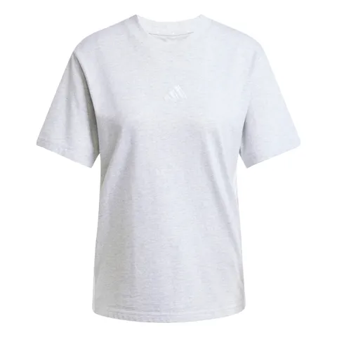 adidas Donna Essentials 3-Stripes Cotton Shirt, Light Grey Heather/White, M