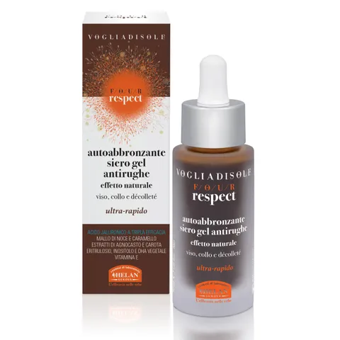Helan, Vogliadisole Respect - Siero Viso Acido Ialuronico Autoabbronzante Antirughe Gel