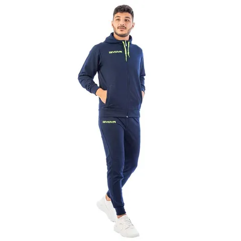 Givova TUTA KING Cotone Terry (Poker) BLU/Giallo FLUO Tg. 2XL