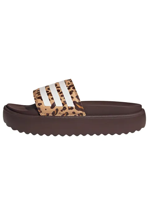 adidas Donna Adilette Platform Slides, Shadow Brown/Cloud White/Magic Beige, 42 EU