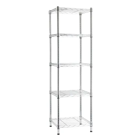 Amazon Basics Scaffale a torre regolabile con 5 ripiani, cromato, 40.6 x 40.6 x 137.2 cm