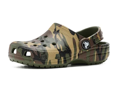 Crocs Scarpe in Legno Unisex per Bambini Classic Camouflage Clog T, Verde Militare